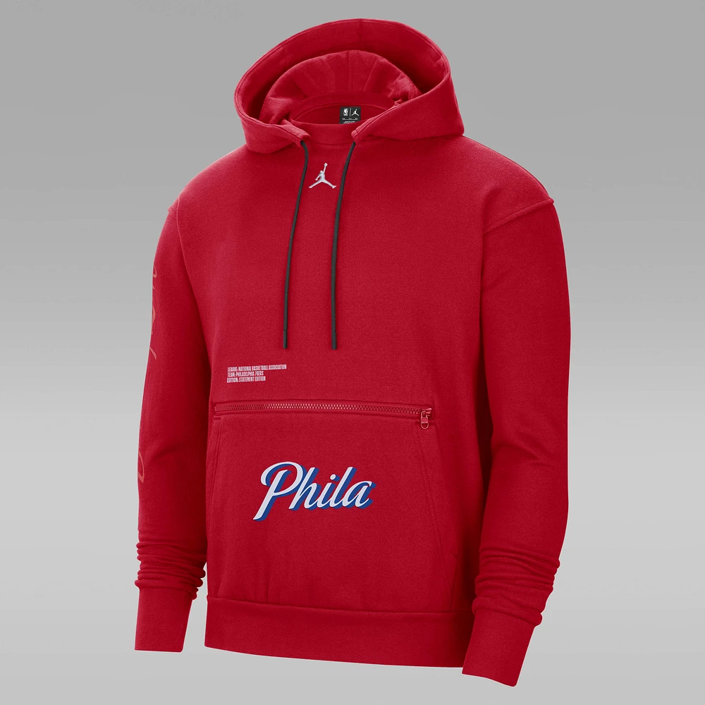 Philadelphia 76ers Courtside Statement Edition Men's Jordan NBA Fleece Pullover Hoodie