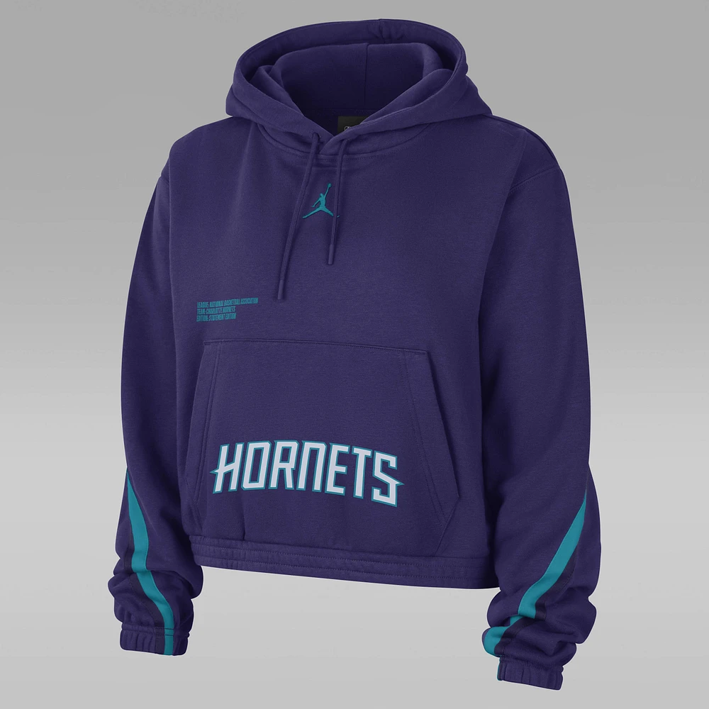 Charlotte Hornets Courtside Statement Edition Women's Jordan NBA Fleece Pullover Hoodie