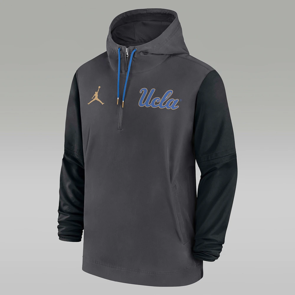 UCLA Bruins Sideline Pre-Game Player Men's Jordan College 1/2-Zip Hooded Jacket