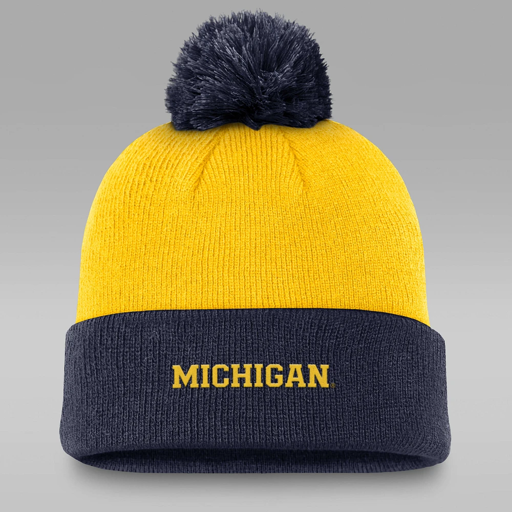 Michigan Peak Men's Jordan Brand College Cuffed Pom Beanie