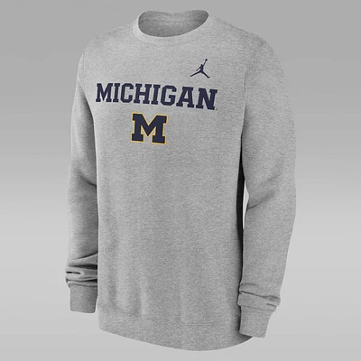 Michigan Wolverines Primetime Primary Stack Men's Jordan College Pullover Crew