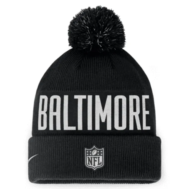 Baltimore Ravens New Era Youth Repeat Cuffed Knit Hat with Pom - Black