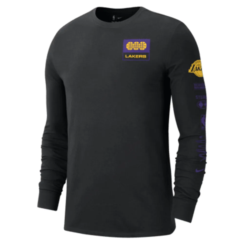 Jordan Men's Los Angeles Lakers Black Max 90 Long Sleeve T-Shirt, Large