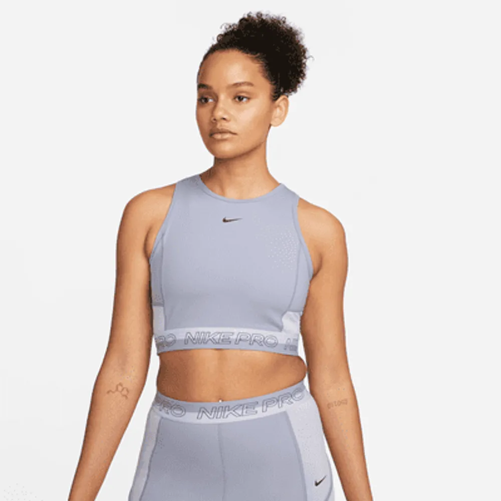 Nike Performance CROP TANK FEMME - Top - black/iron  grey/white/(white)/black 