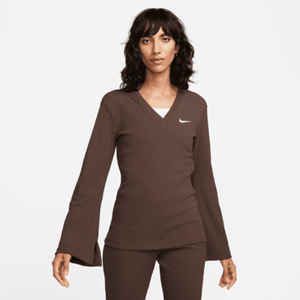 Nike Sportswear Women's Ribbed Jersey Long-Sleeve V-Neck Top. Nike.com