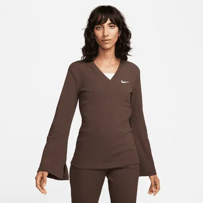 Nike Sportswear Women's Ribbed Jersey Long-Sleeve V-Neck Top. Nike.com