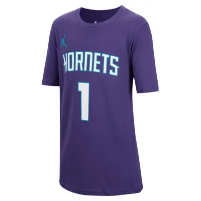 Lamelo Ball Charlotte Hornets Statement Edition Big Kids' (Boys') Jordan NBA T-Shirt. Nike.com