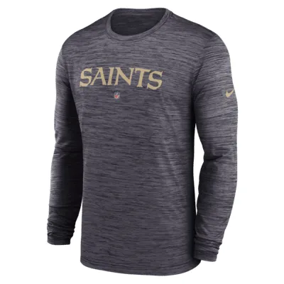 New Orleans Saints Shirt Mens Large Gray Dri FIt Long Sleeve Crew Neck NFL