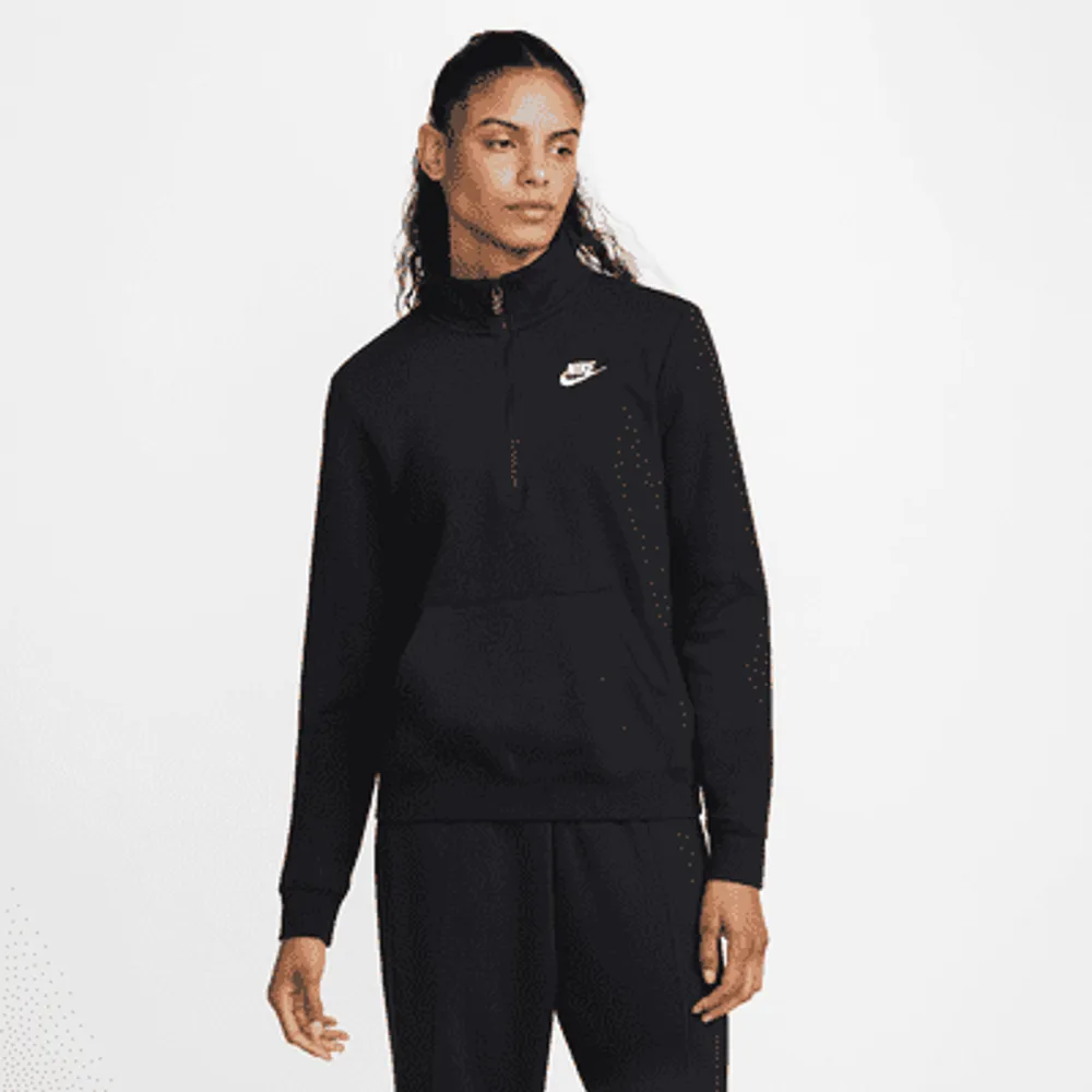 Nike Club Fleece half zip sweatshirt in black