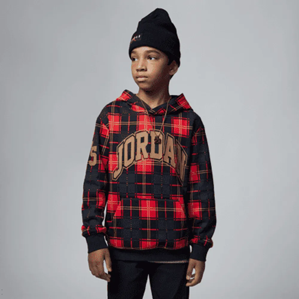 Brooklyn Fleece Plaid Pullover Hoodie Big Kids' Hoodie. Nike.com