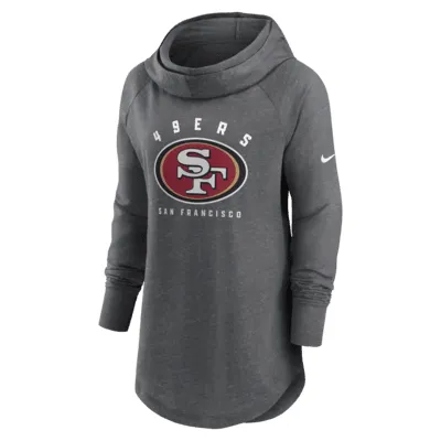 Women's Nike Heather Charcoal San Francisco 49ers Raglan Funnel Neck Pullover Hoodie Size: Small