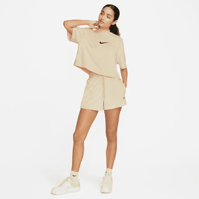 Nike Sportswear Women's Mock-Neck Short-Sleeve Terry Top.