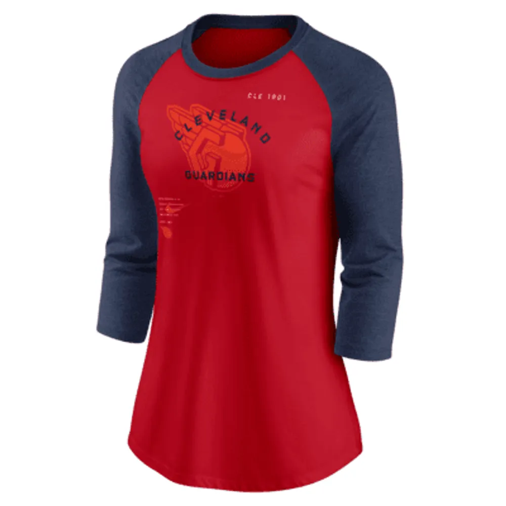Women's Nike Navy Cleveland Indians Slub Ringer Performance T-Shirt