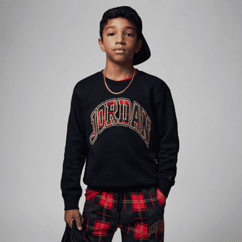 Brooklyn Fleece Plaid Crew Big Kids' Crewneck. Nike.com