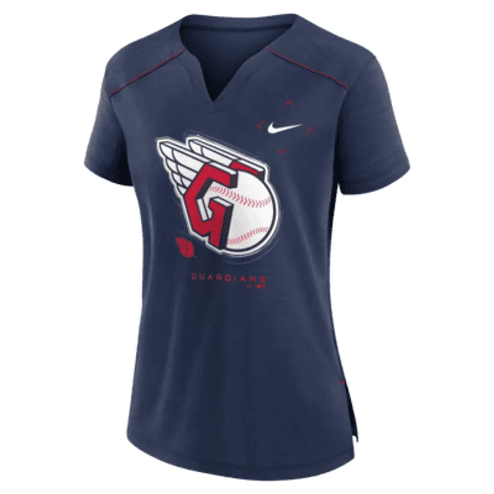 Nike Breathe Pure Pride (MLB Cleveland Guardians) Women's Notch Neck T-Shirt.  Nike.com