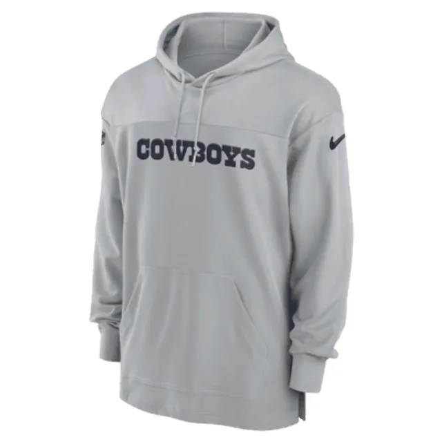 Dallas Cowboys Sideline Nike Men's Dri-Fit NFL Long-Sleeve Hooded Top in Grey, Size: Small | 00MO01V7RD-BVK