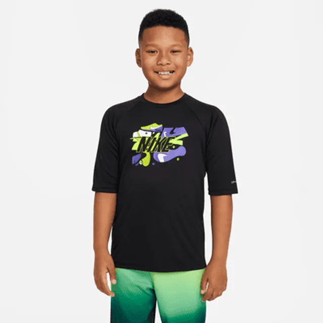 Nike Kids' Dri-Fit Short Sleeve Hydroguard Swim Top in Midnight Navy