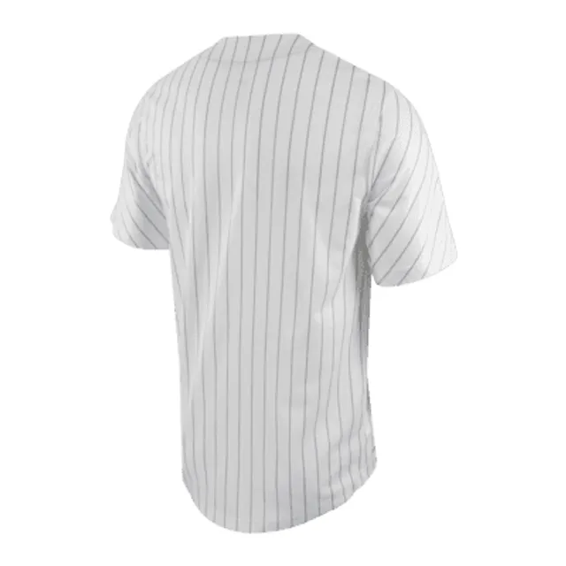 Augusta L Pinstripe Full-Button Jersey White/Red 1685 