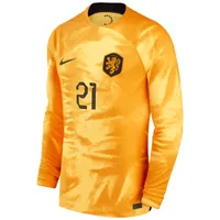 Netherlands National Team 2022/23 Stadium Home (Frenkie de Jong) Men's Nike Dri-FIT Long-Sleeve Soccer Jersey. Nike.com