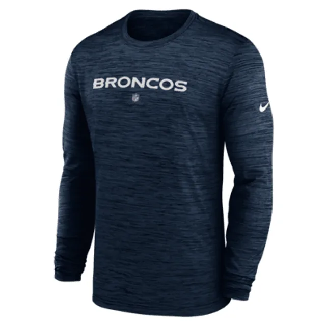 Nike Men's Denver Broncos Sideline Velocity Long Sleeve T-Shirt - Navy - M Each