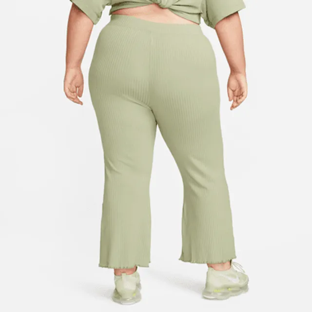 Nike Women's Sportswear High-Waisted Ribbed Jersey Flared Pants in Green -  ShopStyle