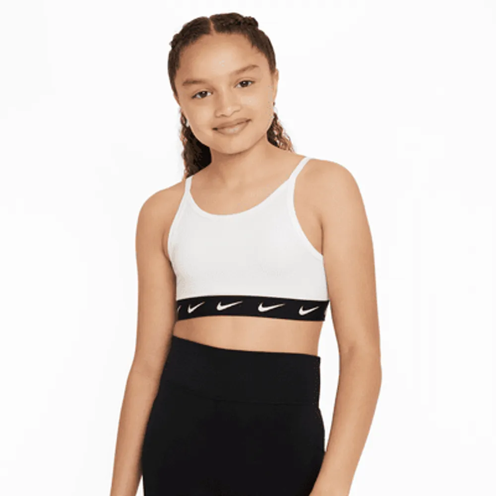 Nike Girls Dri-FIT Swoosh Tank Sports Bra White XL
