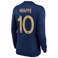 France National Team 2022/23 Stadium Home (Kylian Mbappe) Men's Nike Dri-FIT Long-Sleeve Soccer Jersey. Nike.com