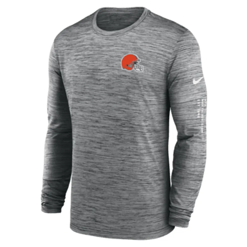 Nike Men's Dri-Fit Sideline Velocity (NFL Cleveland Browns) Long-Sleeve T-Shirt in Grey, Size: Medium | 00KX06G93-078