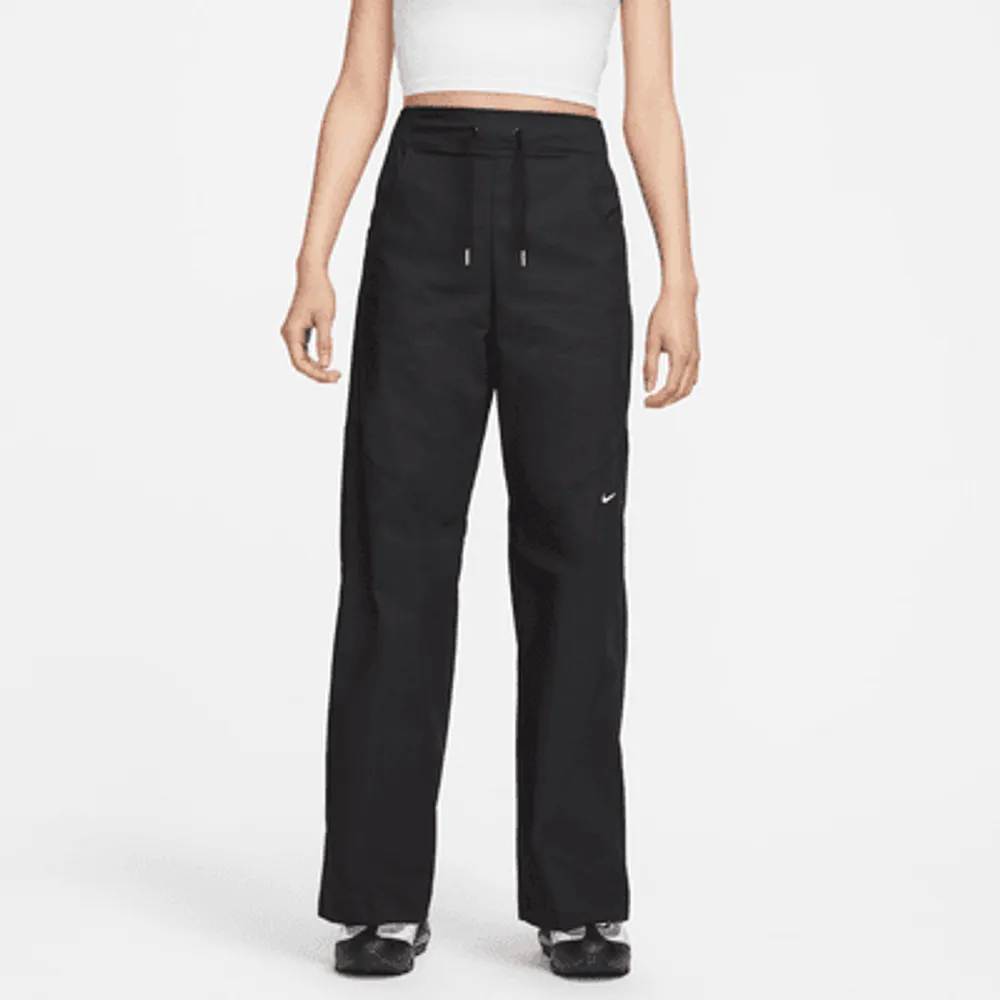 Nike Dri-Fit Womens Track Pants Black Mid Rise Stretch Logo Yoga M