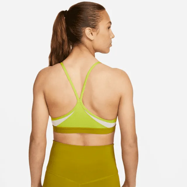 Nike Training Dri-FIT Indy v-neck sports bra in lepoard print