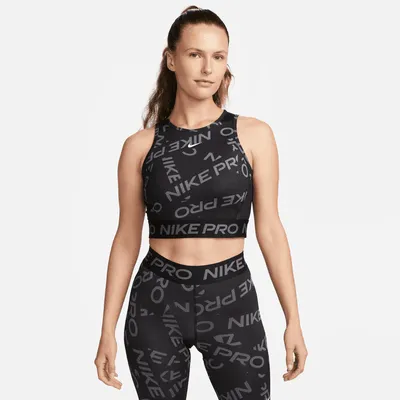 NIKE Nike Pro Dri-FIT Women's Graphic Crop Tank, Black Women's Crop Top