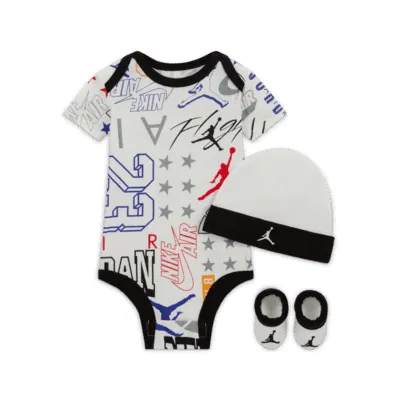 Jordan All-Over Print Bodysuit, Hat and Booties Box Set Baby Set. Nike.com