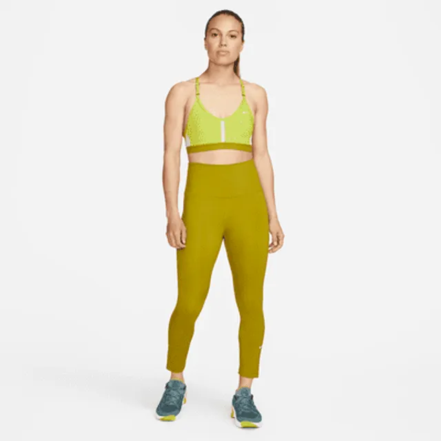 Nike Pro Indy Strappy Bra In Neon Yellow