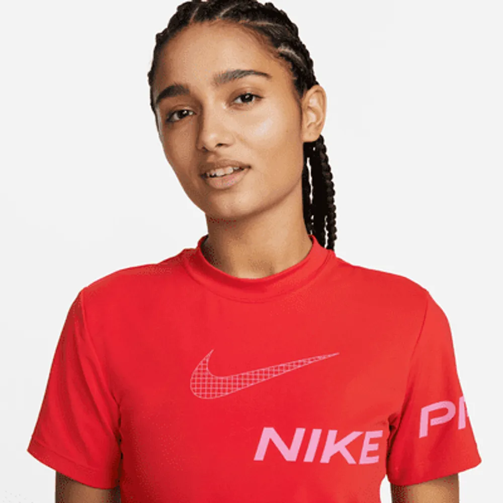 Nike Pro Dri-FIT Women's Short-Sleeve Cropped Graphic Training Top. Nike.com