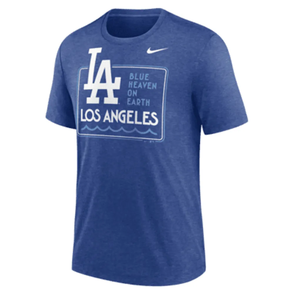 Men's Los Angeles Dodgers Nike Light Blue Tri-Blend 3/4-Sleeve Raglan T- Shirt