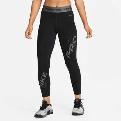 Nike Pro Women's Mid-Rise Full-Length Graphic Training Leggings. UK