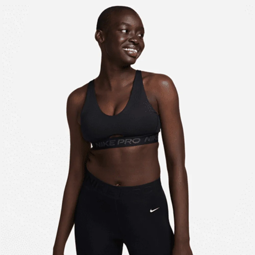 Nike Indy Women's Light-Support Padded Allover Print Sports Bra.