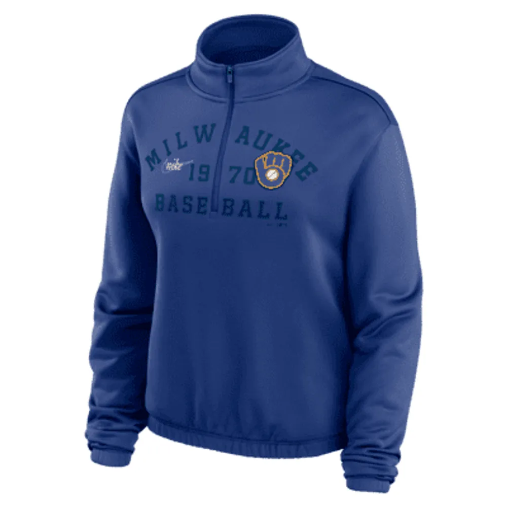 Nike Men's Milwaukee Brewers V-Neck Pullover Jacket - Blue - S (Small)