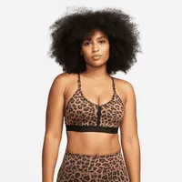 Nike Indy Women's Light-Support 1-Piece Pad V-Neck Leopard Print Sports Bra. Nike.com