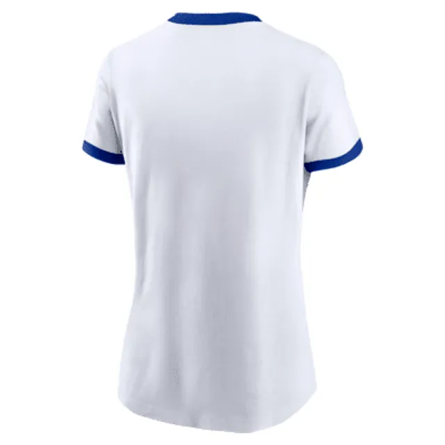 Women's Los Angeles Dodgers Nike White Rewind Color Remix Fashion Raglan T- Shirt