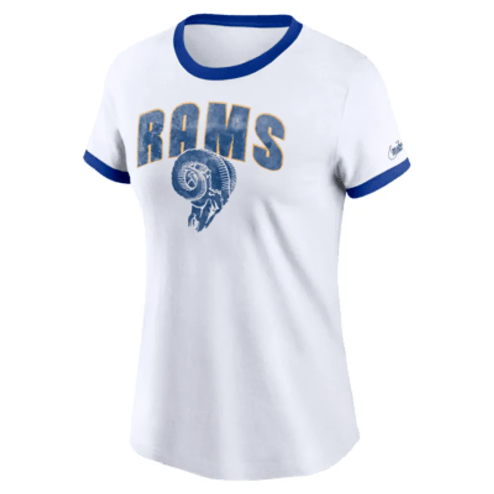 Los Angeles Rams Nike Women's Rewind Ringer T-Shirt - White
