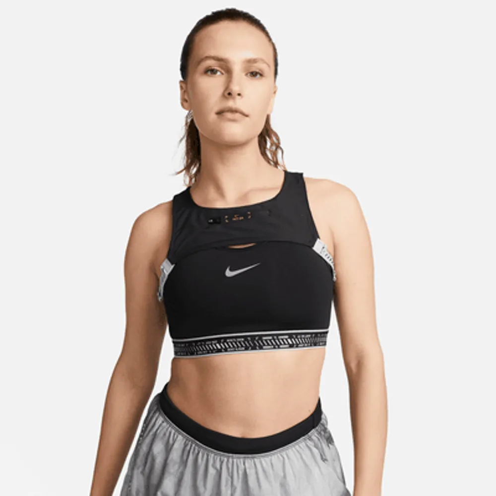 Buy Nike Dri-FIT Swoosh Medium-SupportPadded Longline Sports Bra  (Grey),Large at