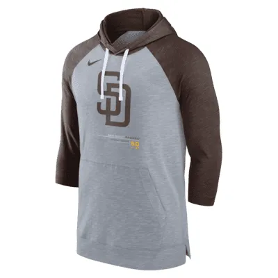 San Diego Padres Nike Authentic Collection Pregame Performance Raglan Pullover  Sweatshirt - Brown/Gold