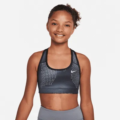  Nike Girl's Swoosh Bra Extended Size (Big Kids) Carbon
