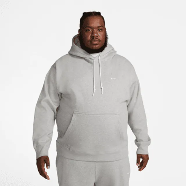 Nike Solo Swoosh Fleece Pullover Hoodie Grey - BIRCH HEATHER/WHITE