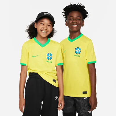 Brazil 2023 Stadium Home Big Kids' Nike Dri-FIT Soccer Jersey. Nike.com