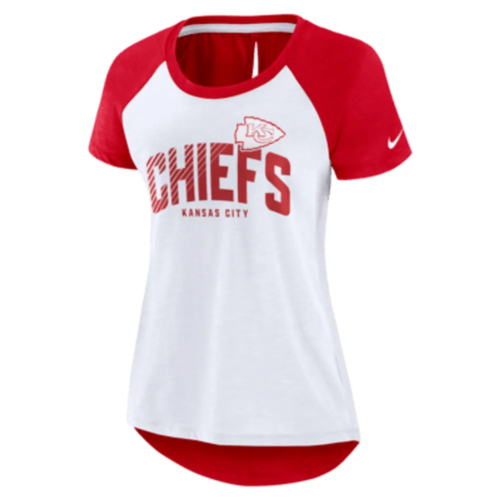 Kansas City Chiefs Women's 47 Brand White Wash Long Sleeve T-Shirt Tee - Small