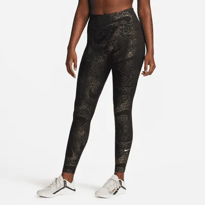 Nike One (M) Women's High-Waisted Leopard Print Leggings (Maternity) - Grey, DQ5544-070