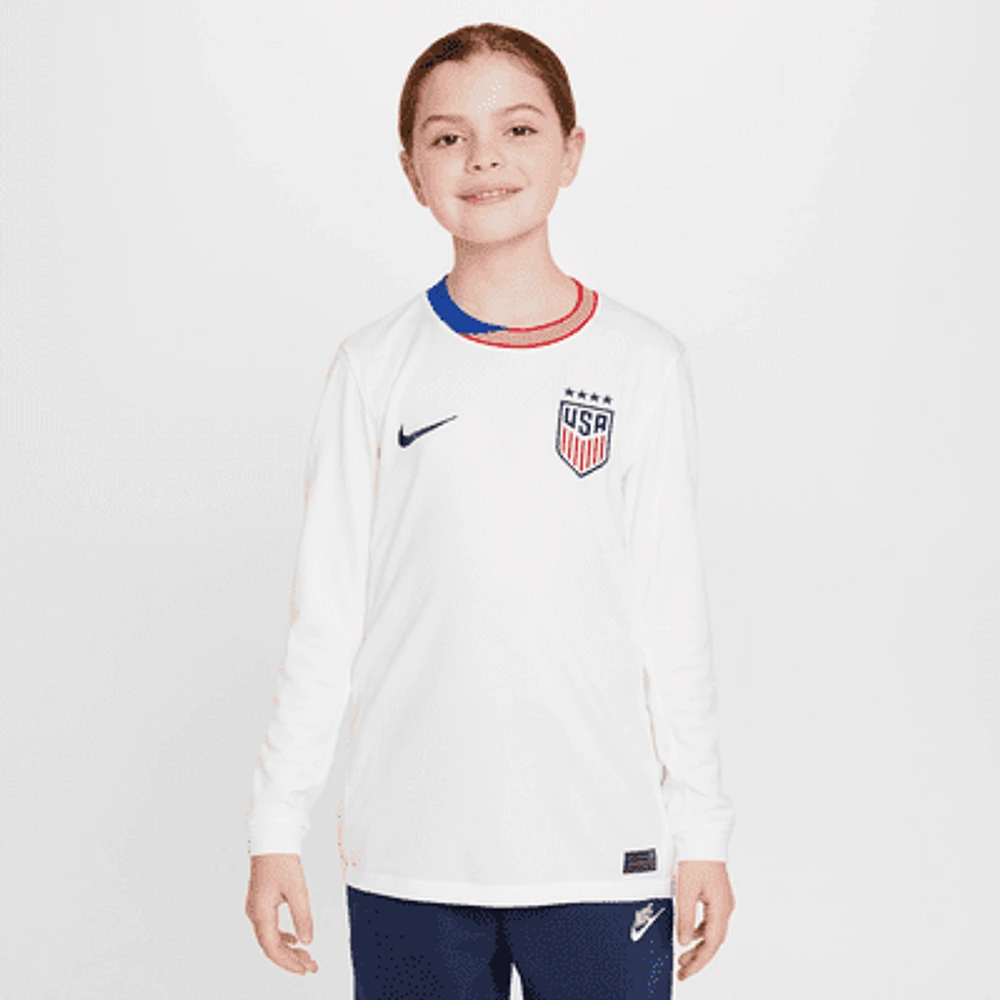 USWNT 2024 Stadium Home Big Kids' Nike Dri-FIT Soccer Long-Sleeve Replica Jersey. Nike.com