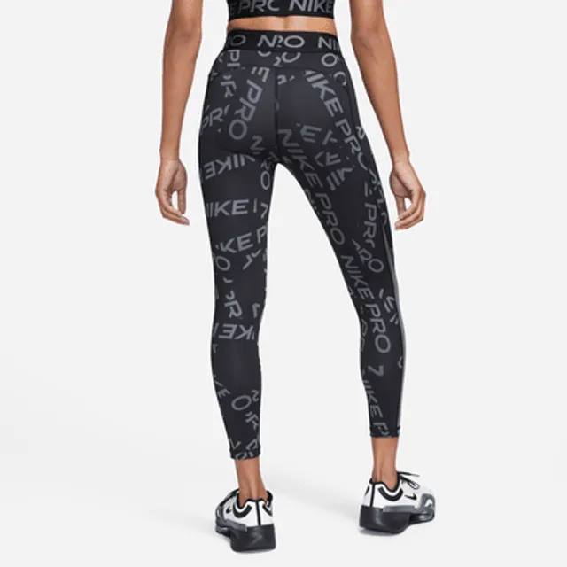 Nike Pro Women's Mid-Rise Full-Length Graphic Training Leggings, Black  (X-Small) at  Women's Clothing store